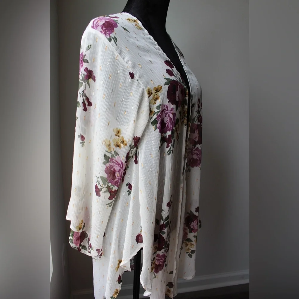 Torrid Floral Kimono with Purple and Pink Accents - Picture 5 of 9